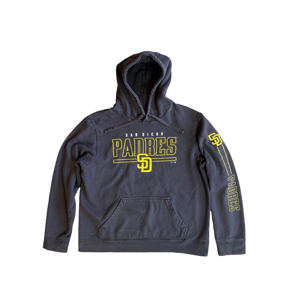Fanatics San Diego SD Padres Mens L Brown Logo Graphic Hoodie MLB Sweatshirt